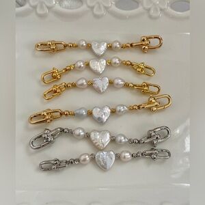 Handmaxe Heart Freshwater Pearl Necklace 3” Extenders